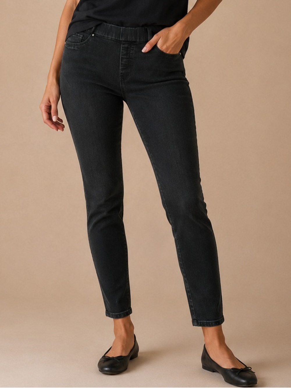 Faded Glory Black Pull-On Skinny Jeggings Stretch Pants Size 12